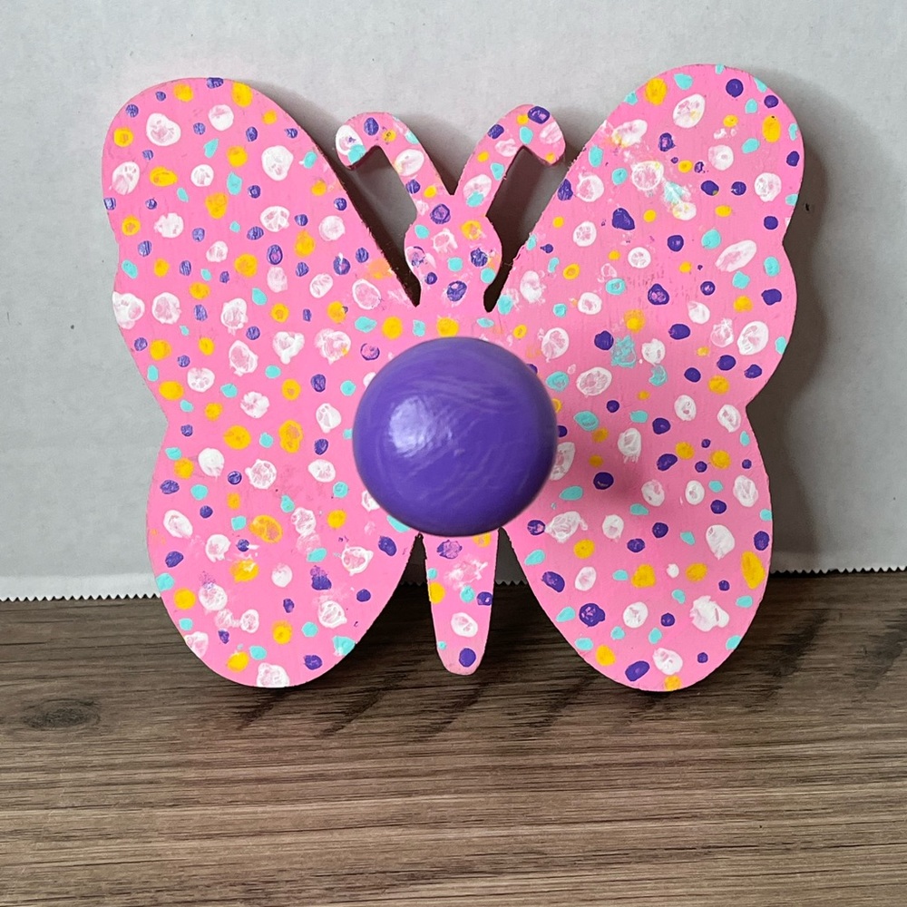 Vintage Y2K Pastel Hand-painted Wooden Butterfly Coat Hook